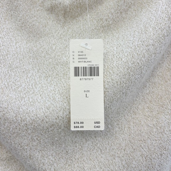 Anthropologie NEW Cream Metallic Knit Side-Slit Midi Skirt - Size‎ Large - Picture 8 of 11